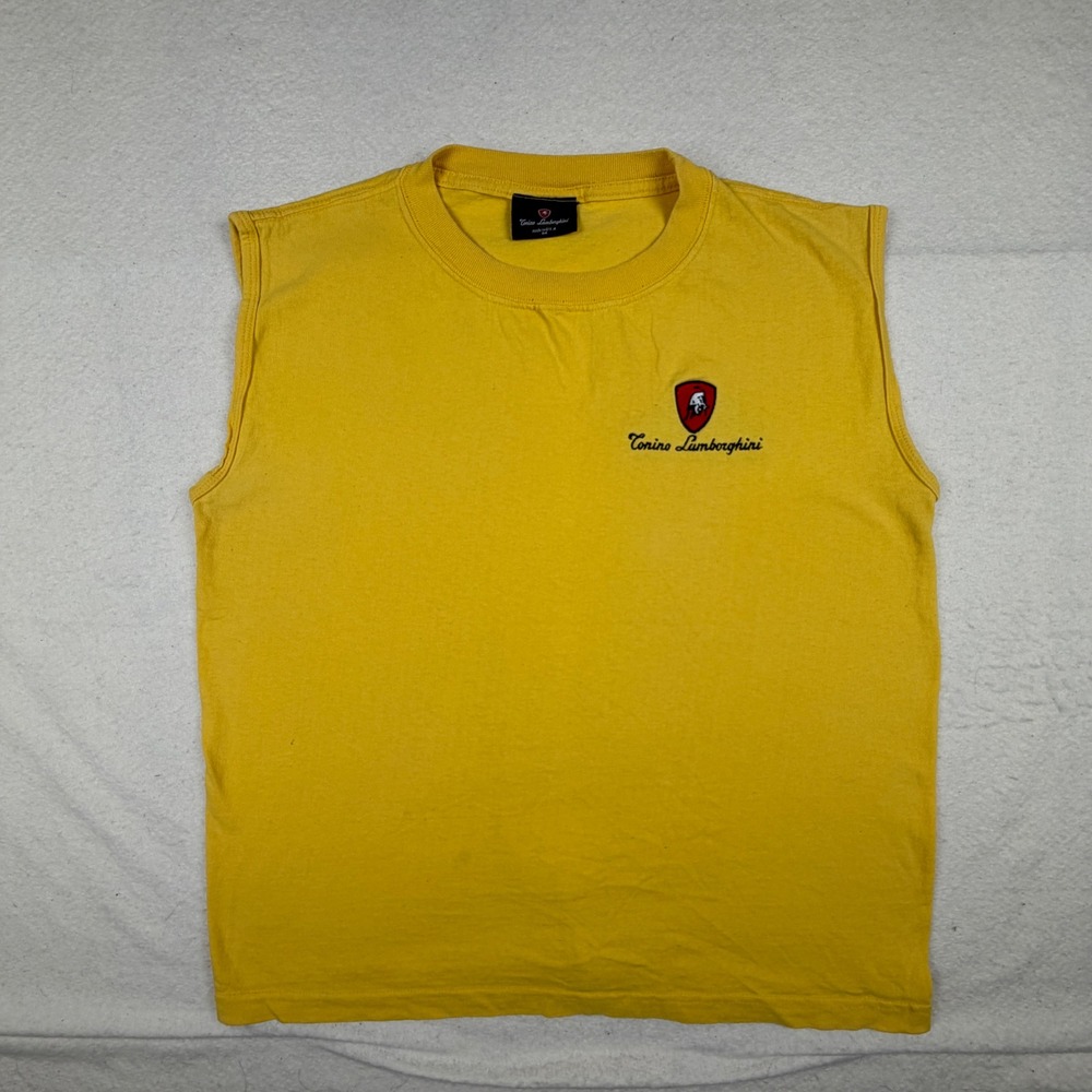 Tonino Lamborghini Resort Wear Mens Sleeveless T-Shirt Yellow Size M Made in USA